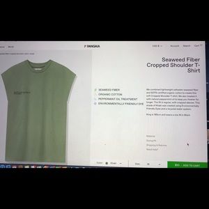 PANGAIA seaweed fiber cropped shoulder T-shirt